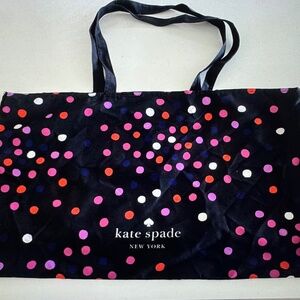 KATE SPADE Black w/ Multi Color Polka Dots Large Fabric Tote Shopping Bag NWOT